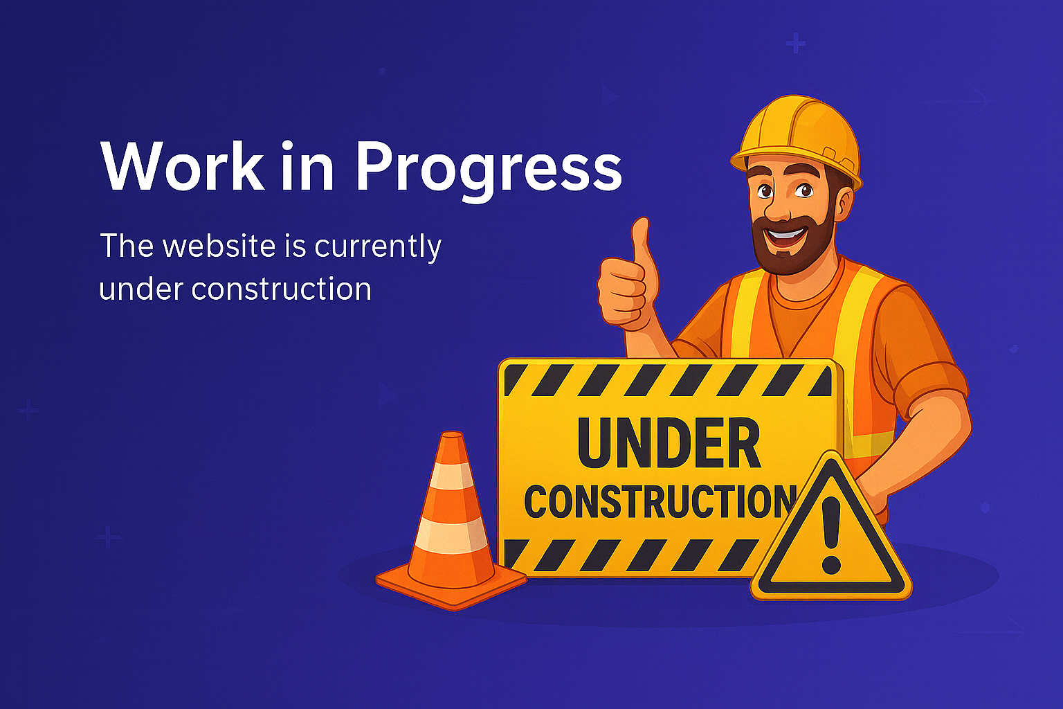 Work in progress: illustrazione con tema IT e messaggio di sito in costruzione